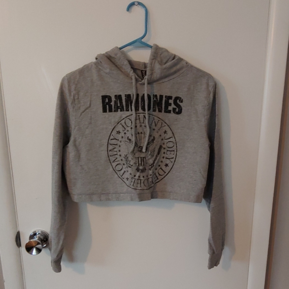 Ramones Grey Crop Top Hoodie